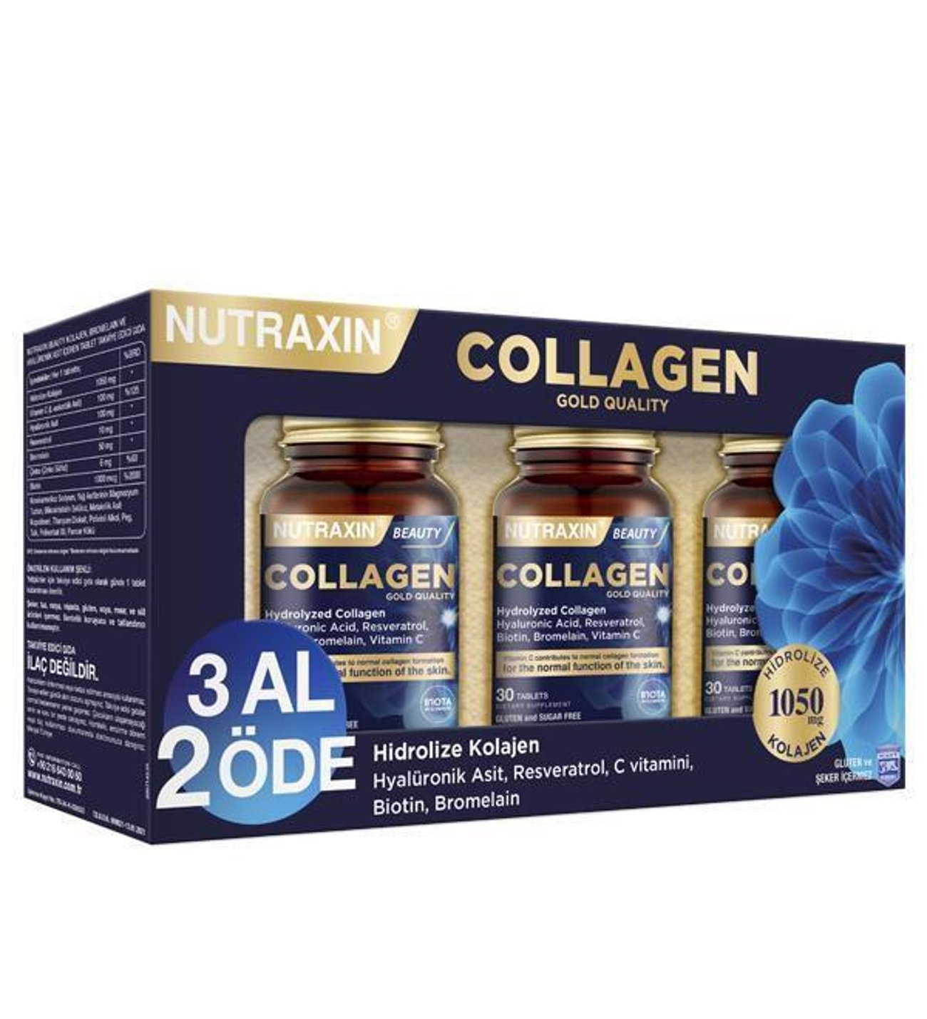 Nutraxin Beauty Gold Collagen 30 Tablet 3 Al 2 Öde