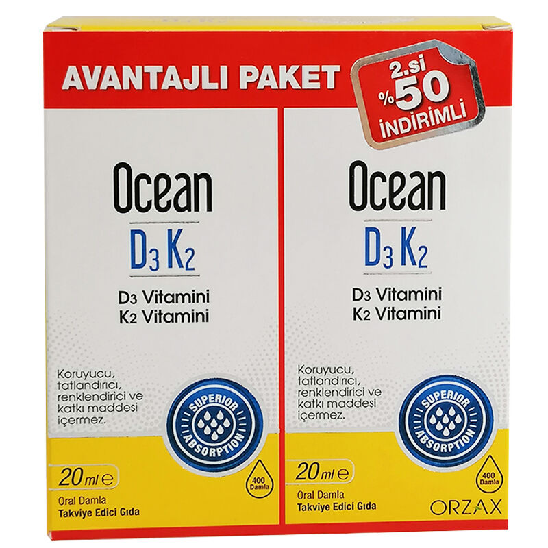 Ocean D3K2 Damla 20ml x 2 Adet Avantajlı Paket