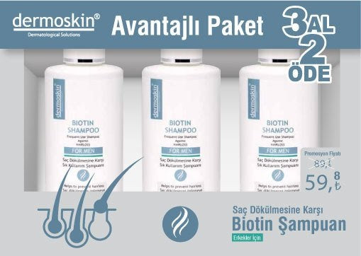 Dermoskin Biotin Şampuan 3 Al 2 Öde Avantaj Paketi ERKEK