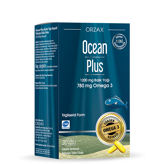 Ocean Plus 1200 mg 30 Softjel Kapsül (Balık Yağı Limon Aromalı)