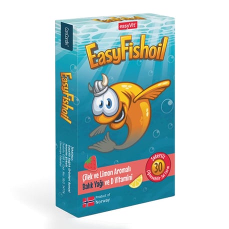 EasyFishoil Çilek ve Limon Aromalı 30 Çiğnenebilir Jel Tablet