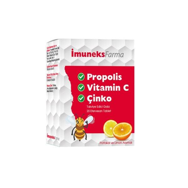 İmuneks Farma Propolis Vitamin C Çinko 20 Efervesan Tablet - Farmareyon