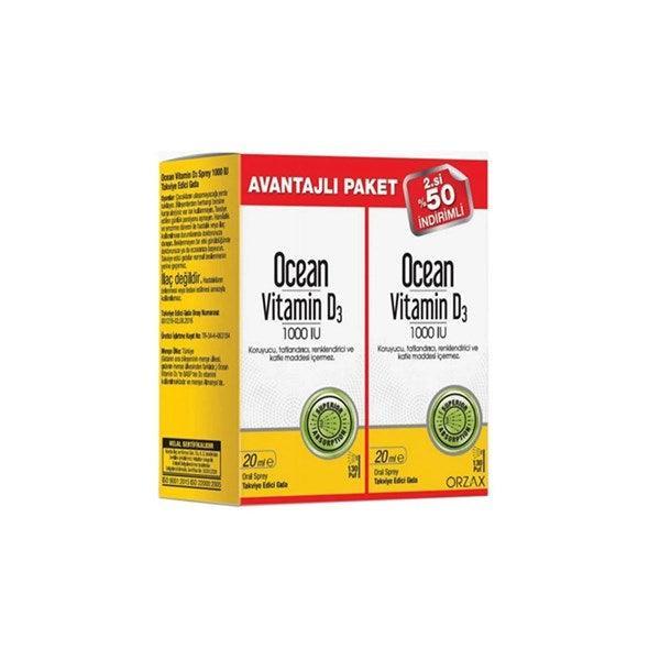 Ocean Vitamin D3 Sprey 1000 IU 2 x 20 ml - Farmareyon