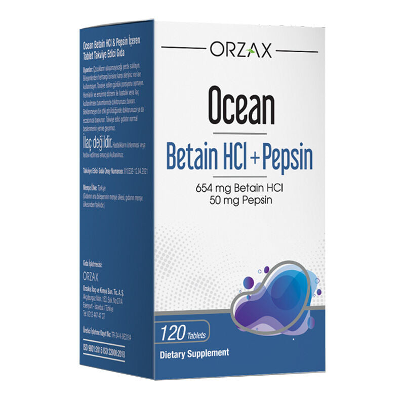 Ocean Betain HCI+ Pepsin Takviye Edici Gıda 120 Tablet