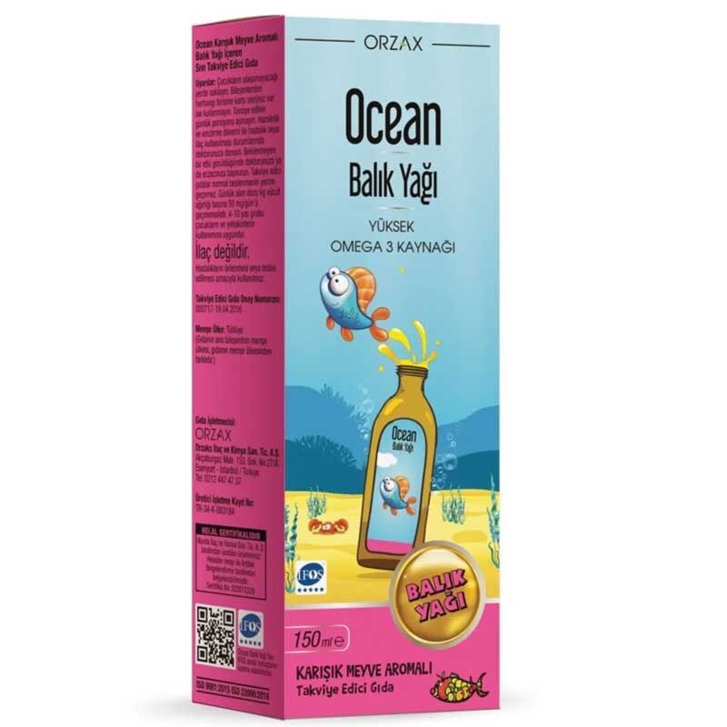 Ocean Balık Yağı Şurubu 150 ml Karşık Meyve Aromalı