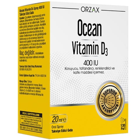 Ocean Vitamin D3 Sprey 400 Uı 20 Ml