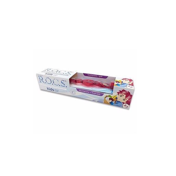Rocs Kids 3-7 Yaş Meyve Külahı Diş Macunu Fırça Seti - Farmareyon