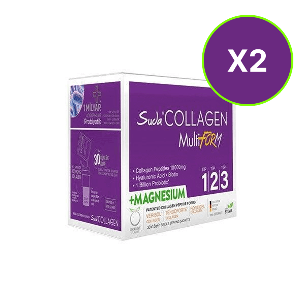Suda Collagen Multiform Magnesium 30*15 gr Saşe (Portakal Aromalı) 2'li Avantaj Paket - Farmareyon