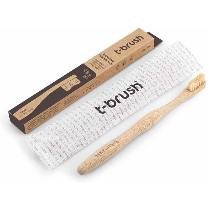 T Brush Bambu Diş Fırçası Orta Sert Krem Renk