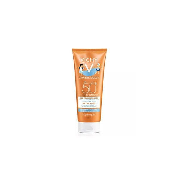 Vichy Capital Soleil Wet Skin Gel  SPF50+ 200 ml ( Çocuklar için suda ve yüzdükten sonra bile etkinliğini koruyan çok yüksek korumalı yüz ve vücut sütü )