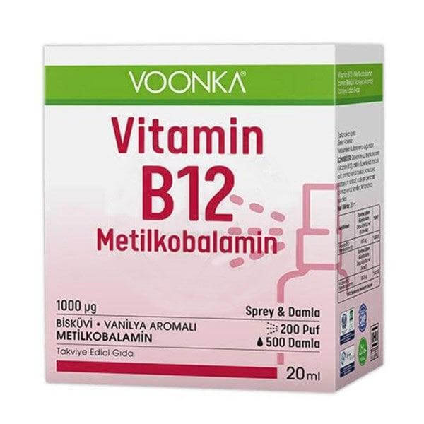 Voonka Vitamin B12 Oral Sprey &amp; Damla 20ml - Farmareyon
