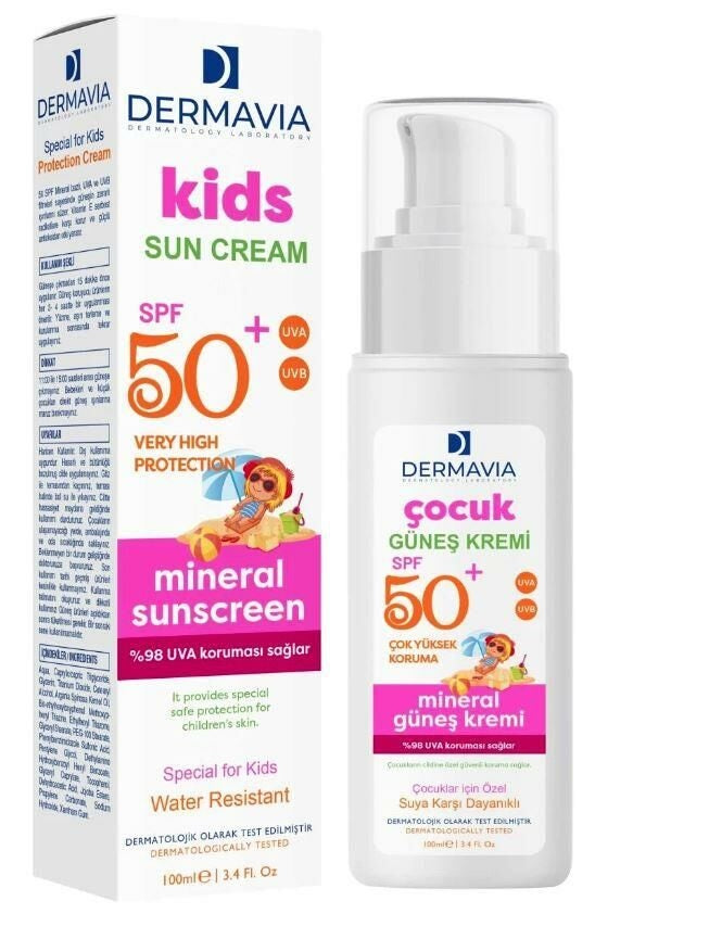 Dermavia SPF50 Koruma Çocuk & Bebek Yüz ve Vücut Güneş Kremi Mineralli 100 ml