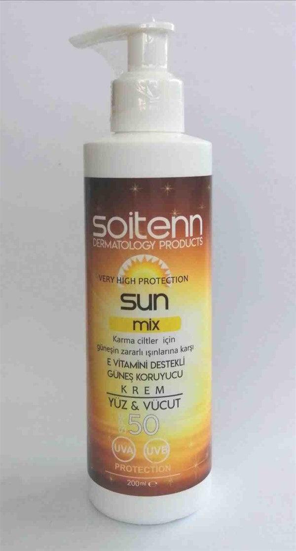 Soitenn Sun Mix SPF 50 200 Ml ( Yüz &amp; Vücut İçin Güneş Koruyucu Krem )